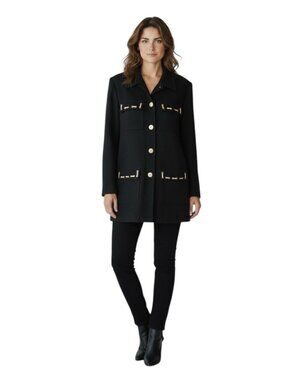 Sandra Ow-Wing N.R.1 Vintage Black Jacket Size 12 Rope Trim Designer Avant Garde